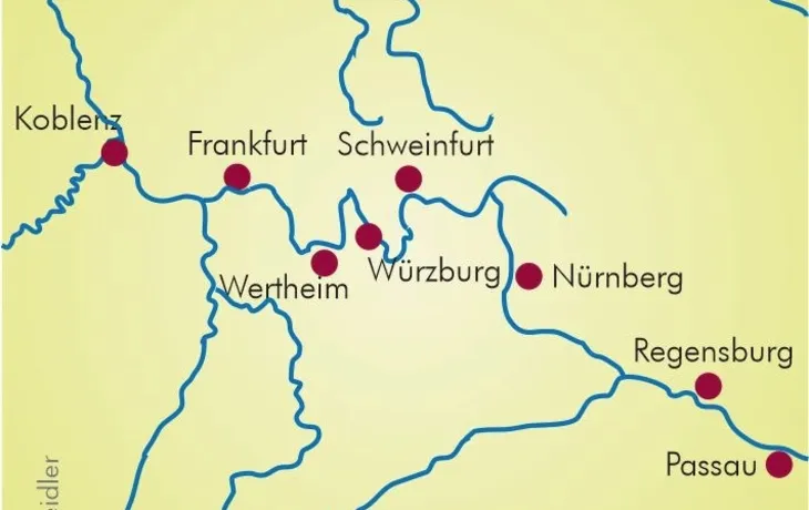 Karte Unterwegs auf Rhein, Main und Donau