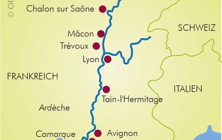 Karte Südfrankreich: Rhone und Saone