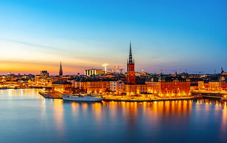 Sonnenuntergangansicht von Gamla Stan in Stockholm