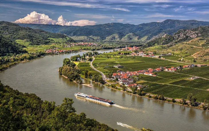 Luftbild von Dürnstein in der Wachau in Österreich