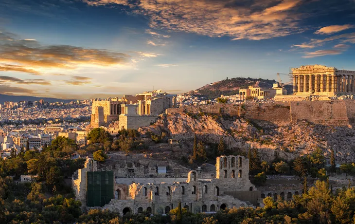 Panorama der Akropolis von Athen,Griechenland,bei Sonnenuntergang