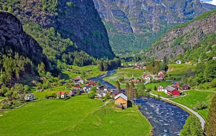 Beautiful small village at Flam, Norway.